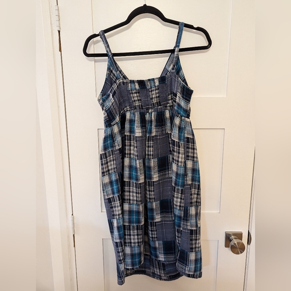 Plaid Y2K Mini Baby Doll Style Patch Work Cotton Dress - Picture 2 of 5